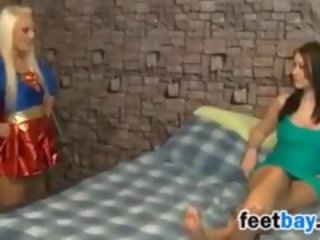 Superwoman Gets Her Feet Worshipped