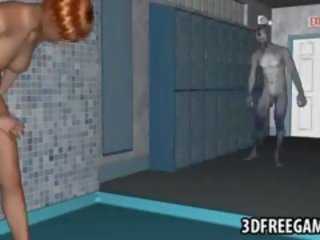 3d diva sucks shaft and gets fucked hard by a zombi
